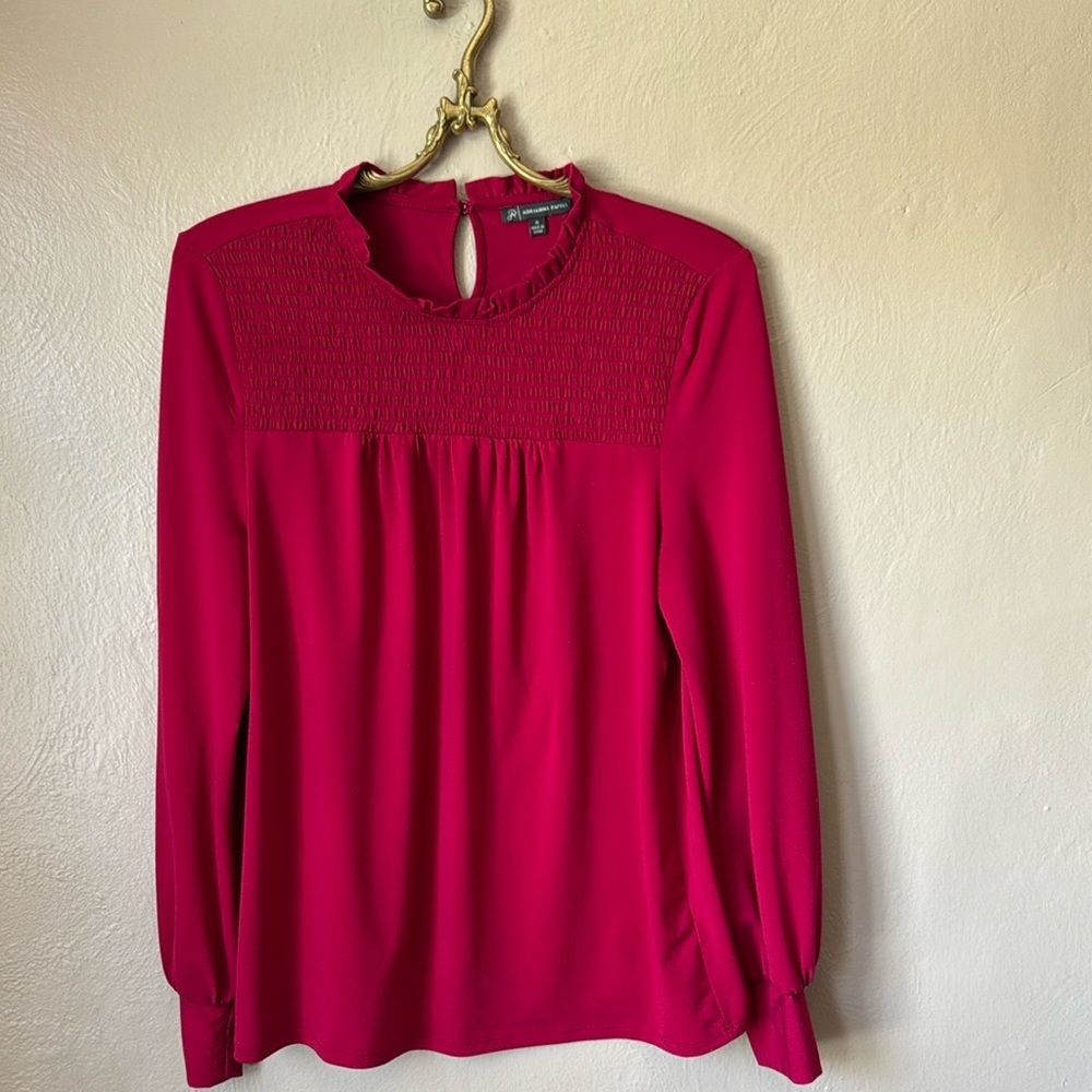 Adrianna Papell Red Pleated Blouse